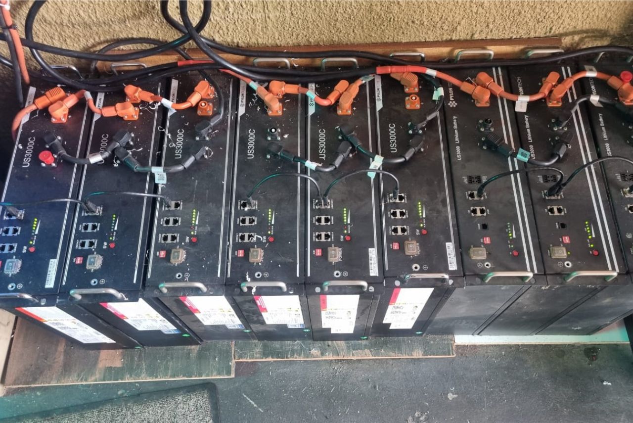 Multiple Deye 5kW off-grid solar systems installed with inverters and battery storage