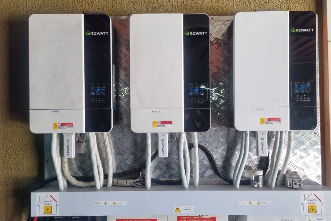 Solar projects completed by SpotOn General Dealer in Gauteng - Three Deye 5kW off-grid solar systems installed for high-demand power use in Gauteng