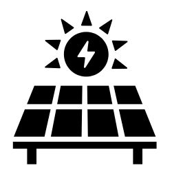 The purpose of this image is to provide a clear, professional visual anchor for the Solar Panel Installation section on the SpotOn website. By utilizing a clean, high-contrast line-art icon matching the established design system, it immediately communicates green energy and solar power expertise to visitors. This improves user experience (UX) and navigation scannability while reinforcing brand consistency across all service blocks.
