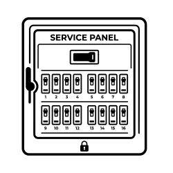The purpose of this image is to provide a clear, professional visual anchor for the Electrical Services section on the SpotOn website. By utilizing a clean, high-contrast line-art icon matching the established design system, it immediately communicates certified electrical expertise to visitors. This improves user experience (UX) and navigation scannability while reinforcing brand consistency across all service blocks.