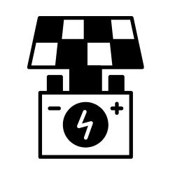 The purpose of this image is to provide a clear, professional visual anchor for the Inverter & Battery Services section on the SpotOn website. By utilizing a clean, high-contrast line-art icon matching the established design system, it immediately communicates backup power and load shedding mitigation expertise to visitors. This improves user experience (UX) and navigation scannability while reinforcing brand consistency across all service blocks.