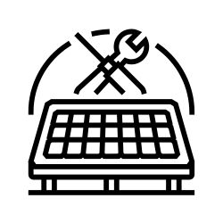 The purpose of this image is to provide a clear, professional visual anchor for the Solar Panel Installations section on the SpotOn website. By utilizing a clean, high-contrast line-art icon matching the established design system, it immediately communicates solar system integration and engineering expertise to visitors. This improves user experience (UX) and navigation scannability while reinforcing brand consistency across all service blocks.